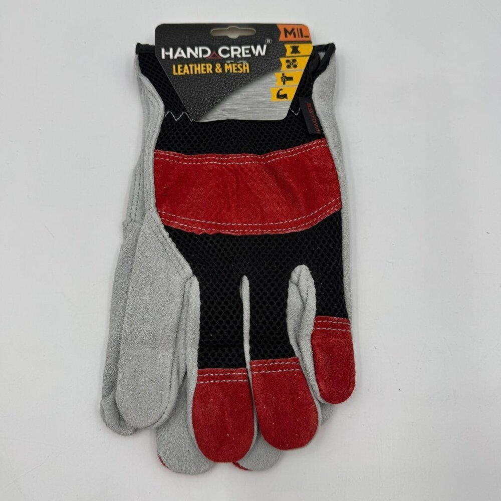 Hand Crew Medium/Large Leather Gloves Black/Red/Grey 3-Pair Bundle NEW